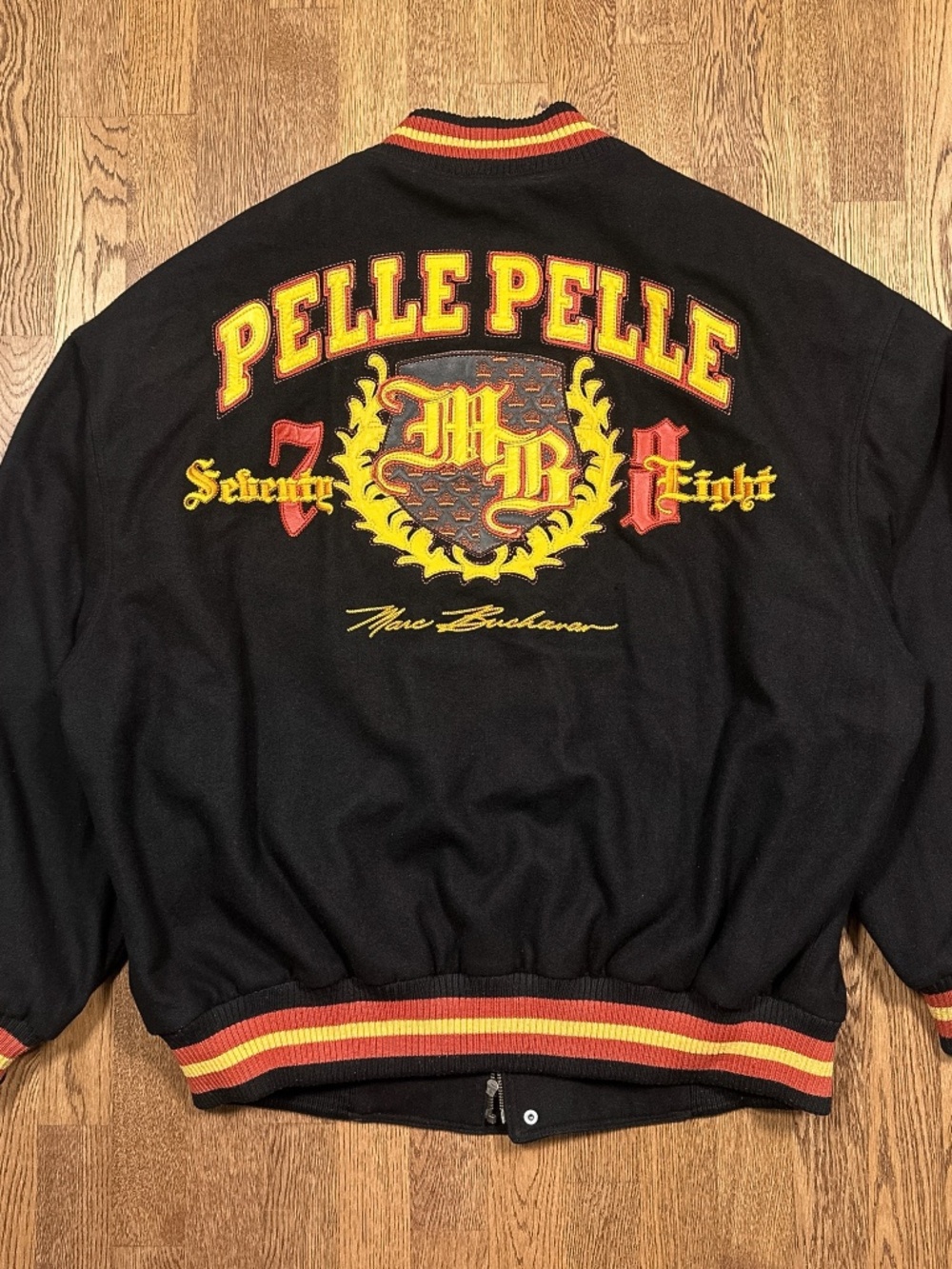 Vintage Y2K Pelle Pelle Marc Buchanan Wool Blend Leather Bomber Jacket Mens 3XL